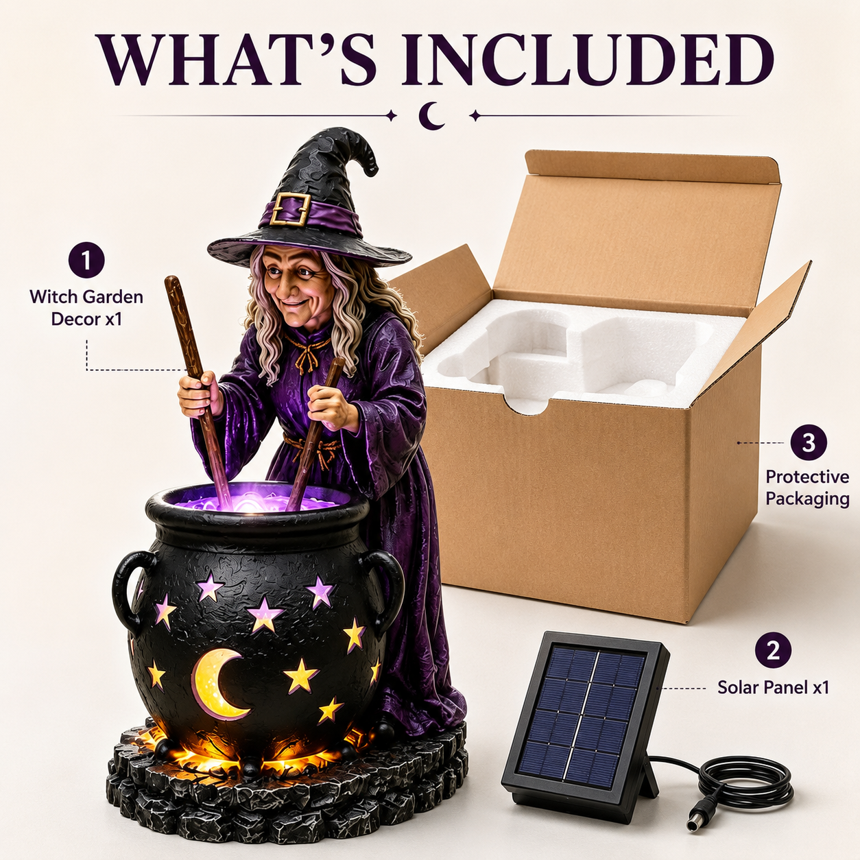 ๐งโโ๏ธHalloween Witch Glowing Cauldron Solar Light