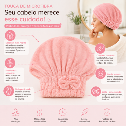 🎀 Coral Velvet Cute Bow Bath Cap