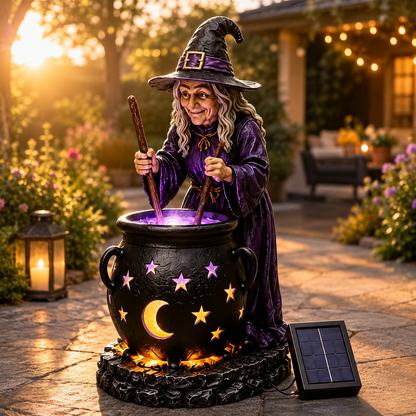 🧙‍♀️Halloween Witch Glowing Cauldron Solar Light