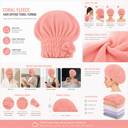 🎀 Coral Velvet Cute Bow Bath Cap