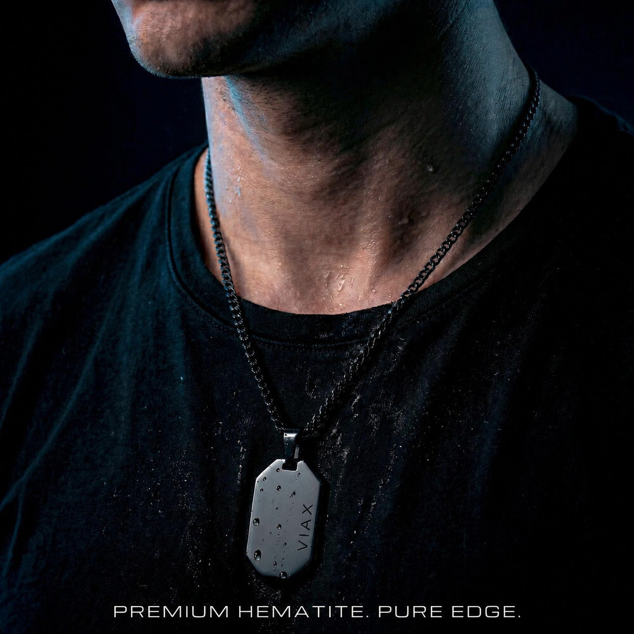 Hematite Dog Tag Necklace