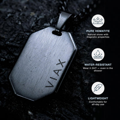 Hematite Dog Tag Necklace