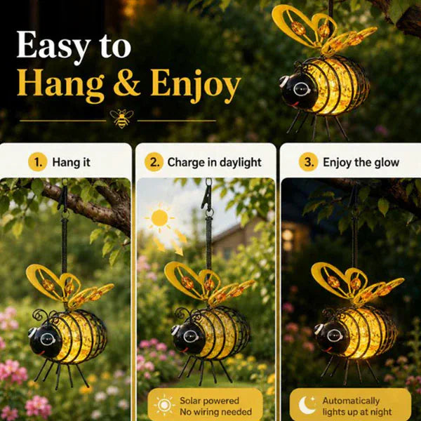 🌙🍃 LIMITED-TIME 50% OFF! Hanging Solar Bee Light – Spread Joy Day and Night 🌞🌜