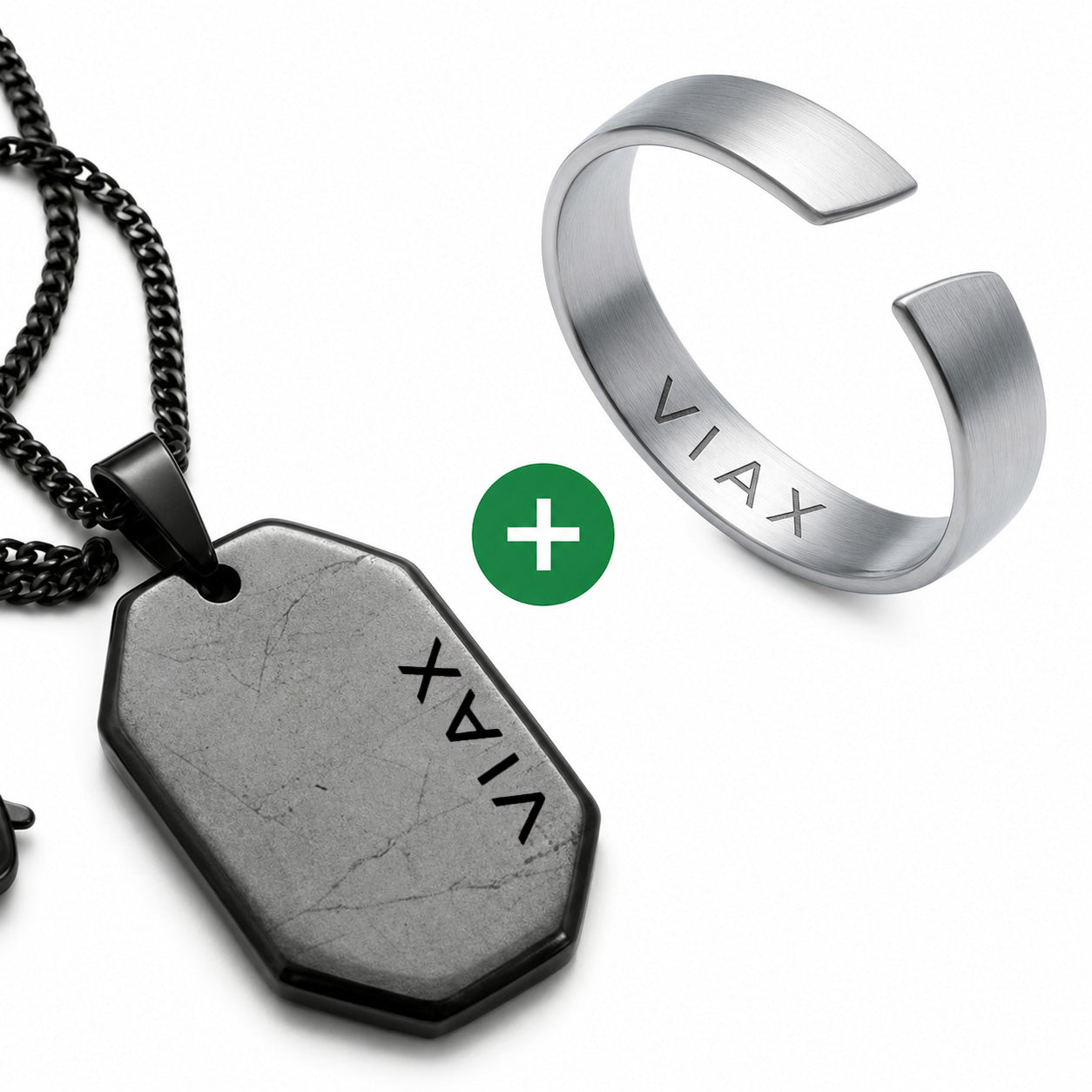 Hematite Dog Tag Necklace