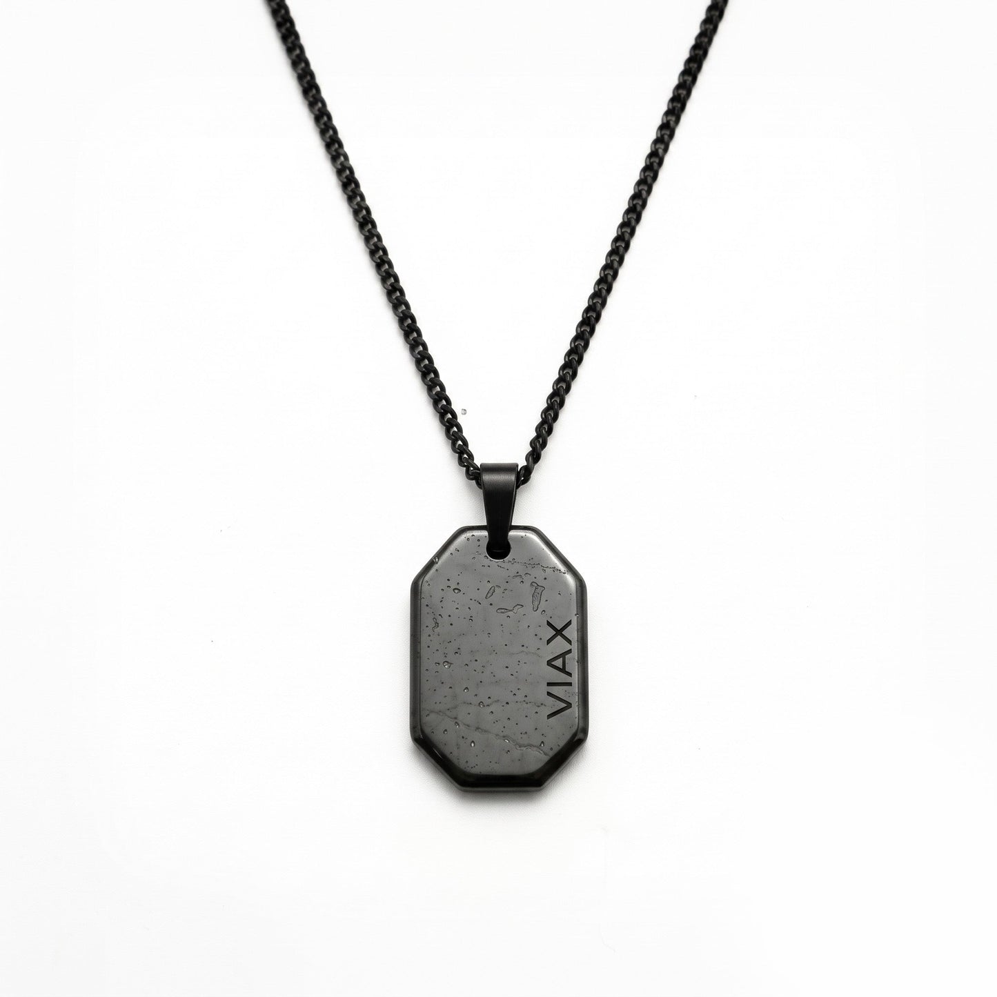 Hematite Dog Tag Necklace