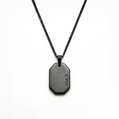 Hematite Dog Tag Necklace