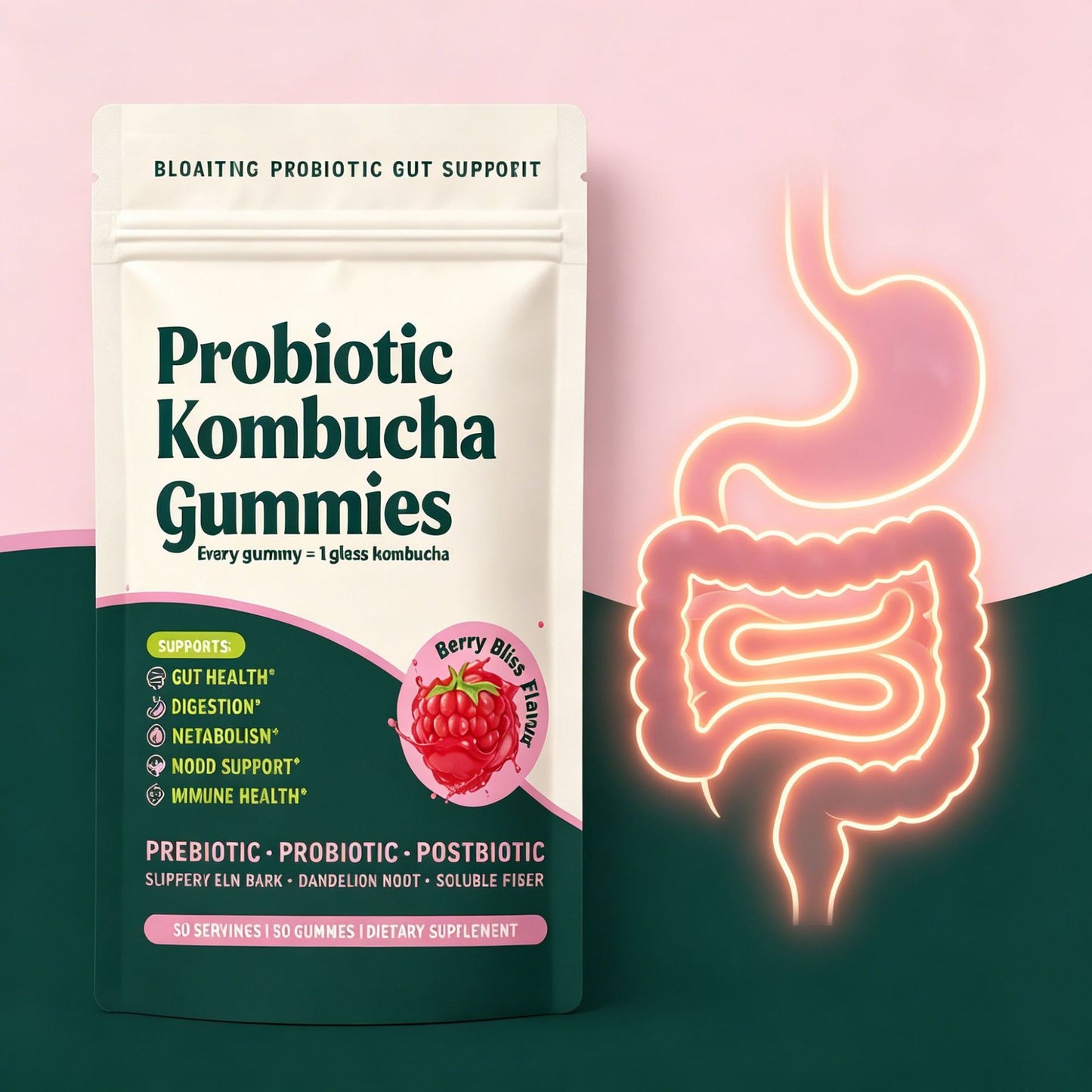 Kombucha Probiotic Gummies for Digestive Support