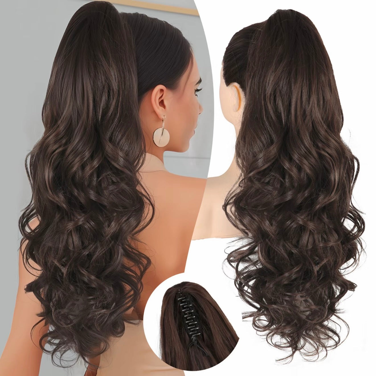 💜Limited time promotion 50%OFF💜Clip-on Wavy Ponytail Extension
