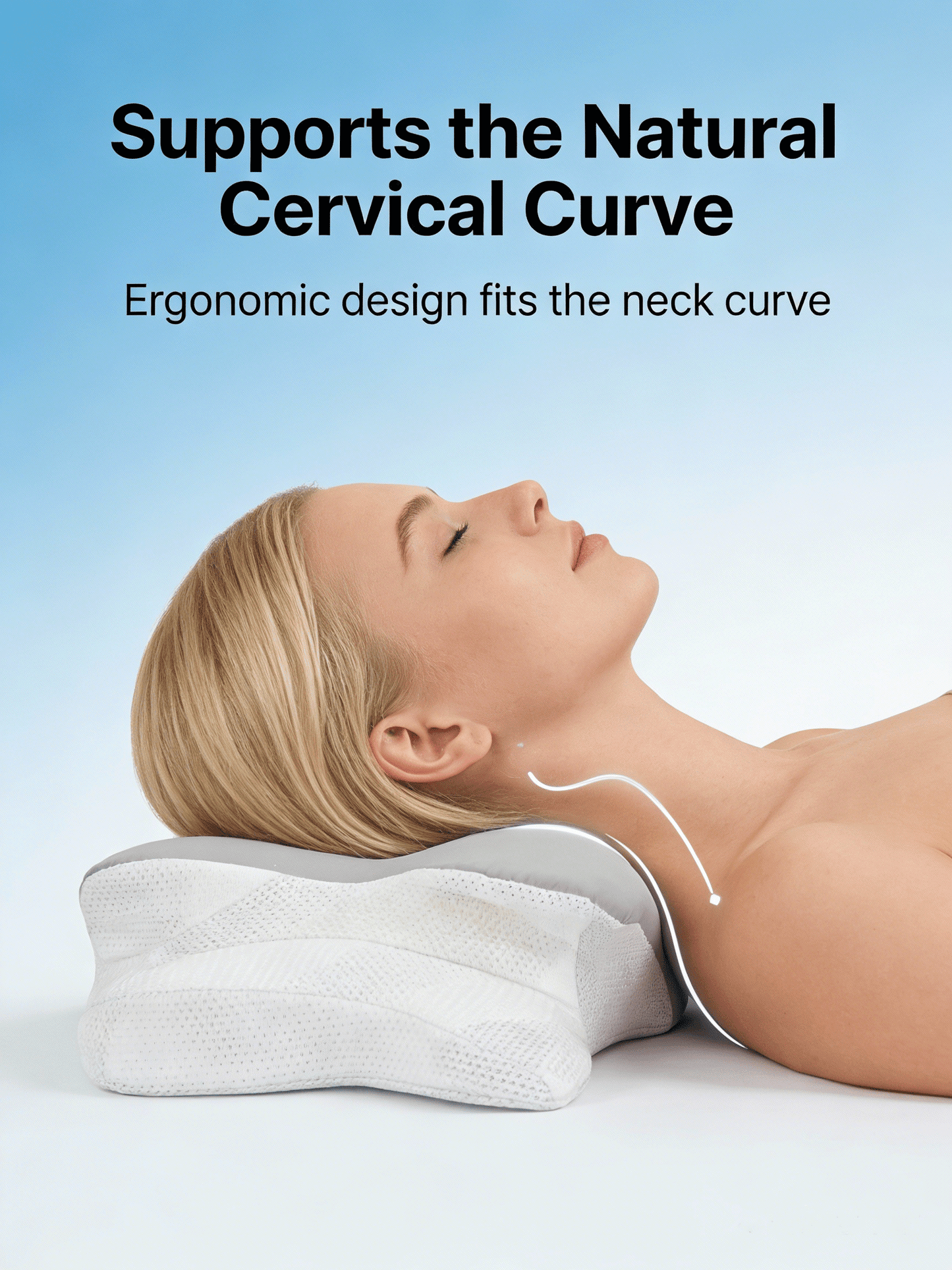 Ergonomic Pillow Designed for Neck & Spine Support