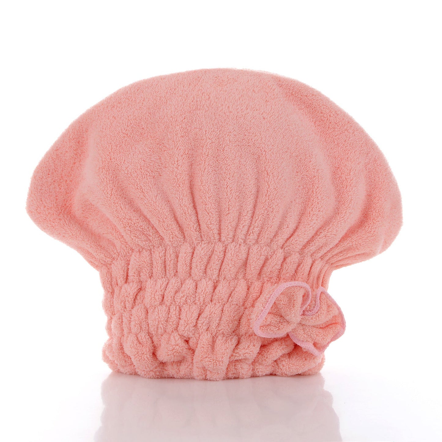 🎀 Coral Velvet Cute Bow Bath Cap