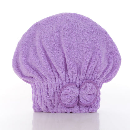 🎀 Coral Velvet Cute Bow Bath Cap