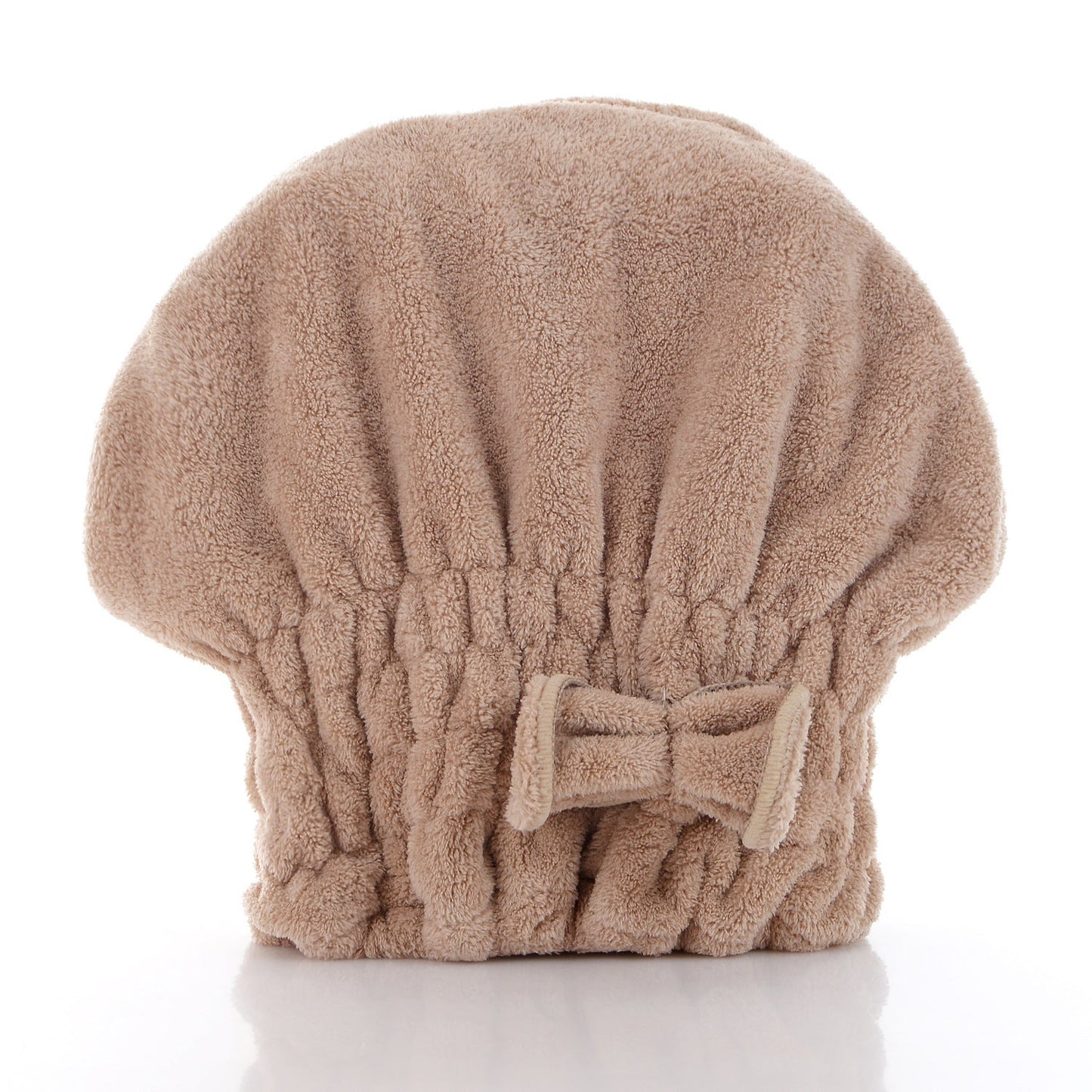 🎀 Coral Velvet Cute Bow Bath Cap