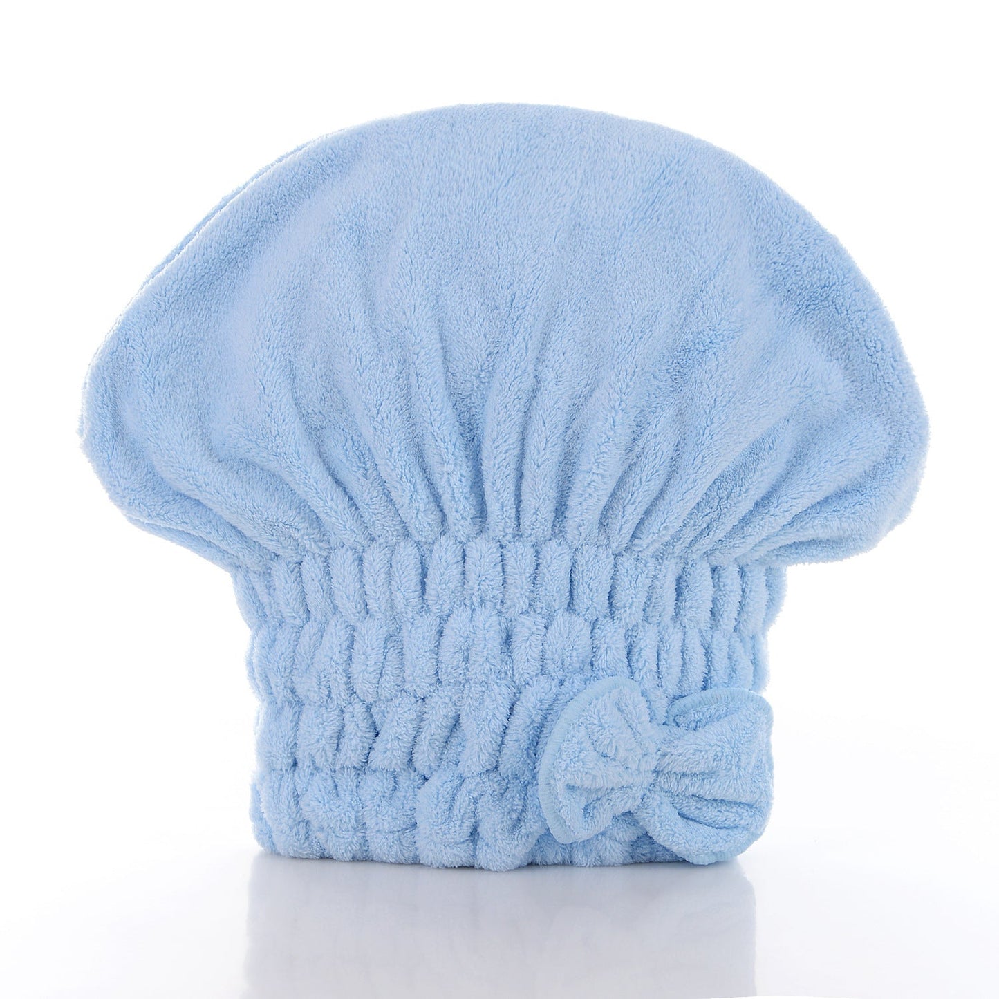 🎀 Coral Velvet Cute Bow Bath Cap