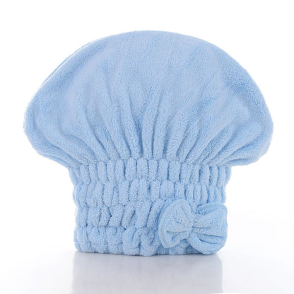 🎀 Coral Velvet Cute Bow Bath Cap