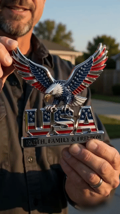 USA Faith, Family & Freedom Metal Emblem