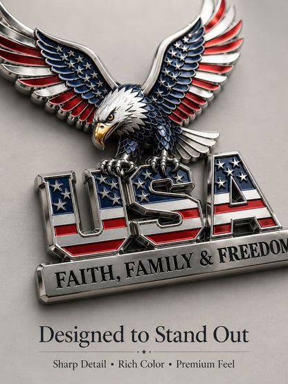 USA Faith, Family & Freedom Metal Emblem