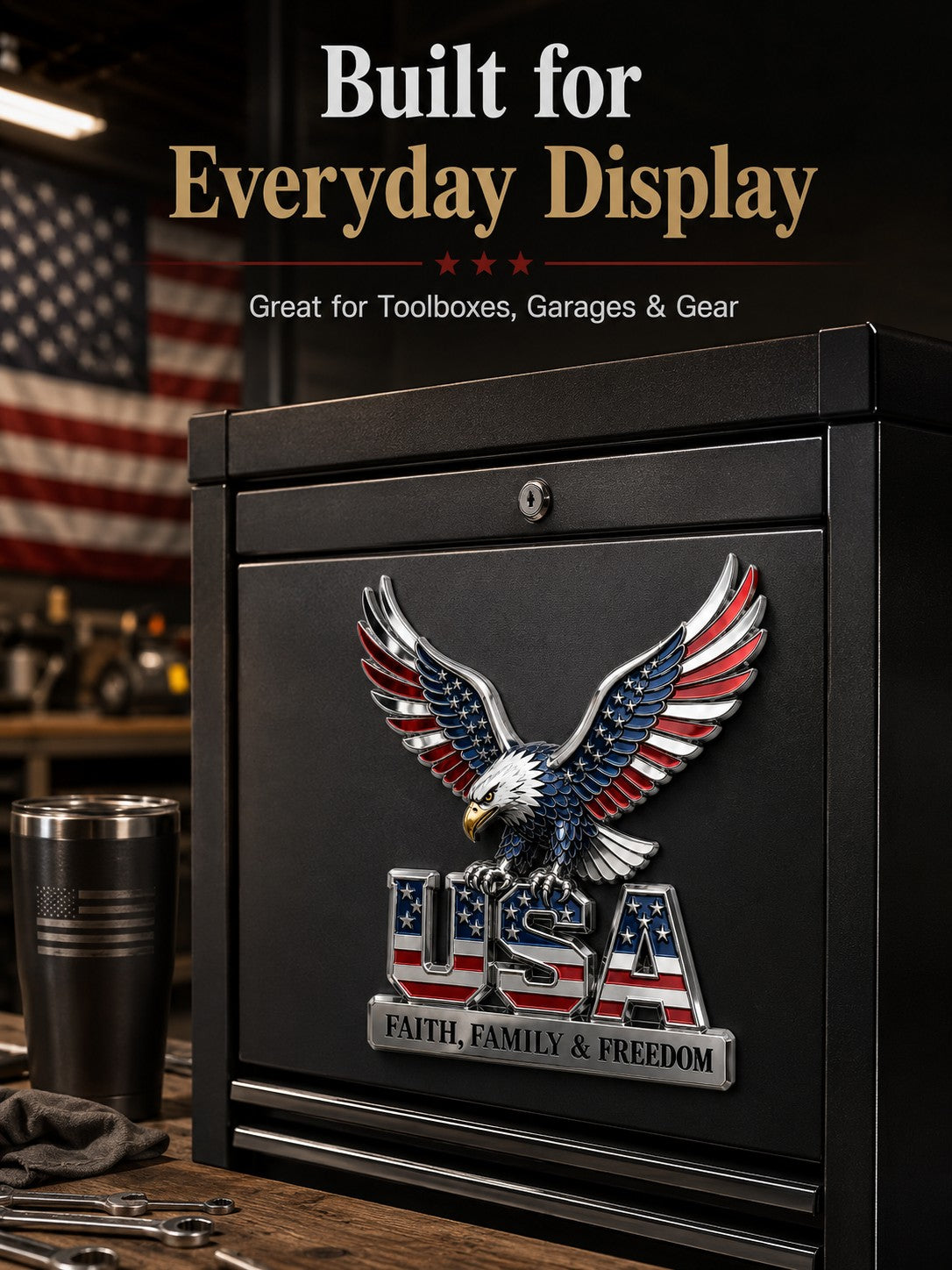 USA Faith, Family & Freedom Metal Emblem