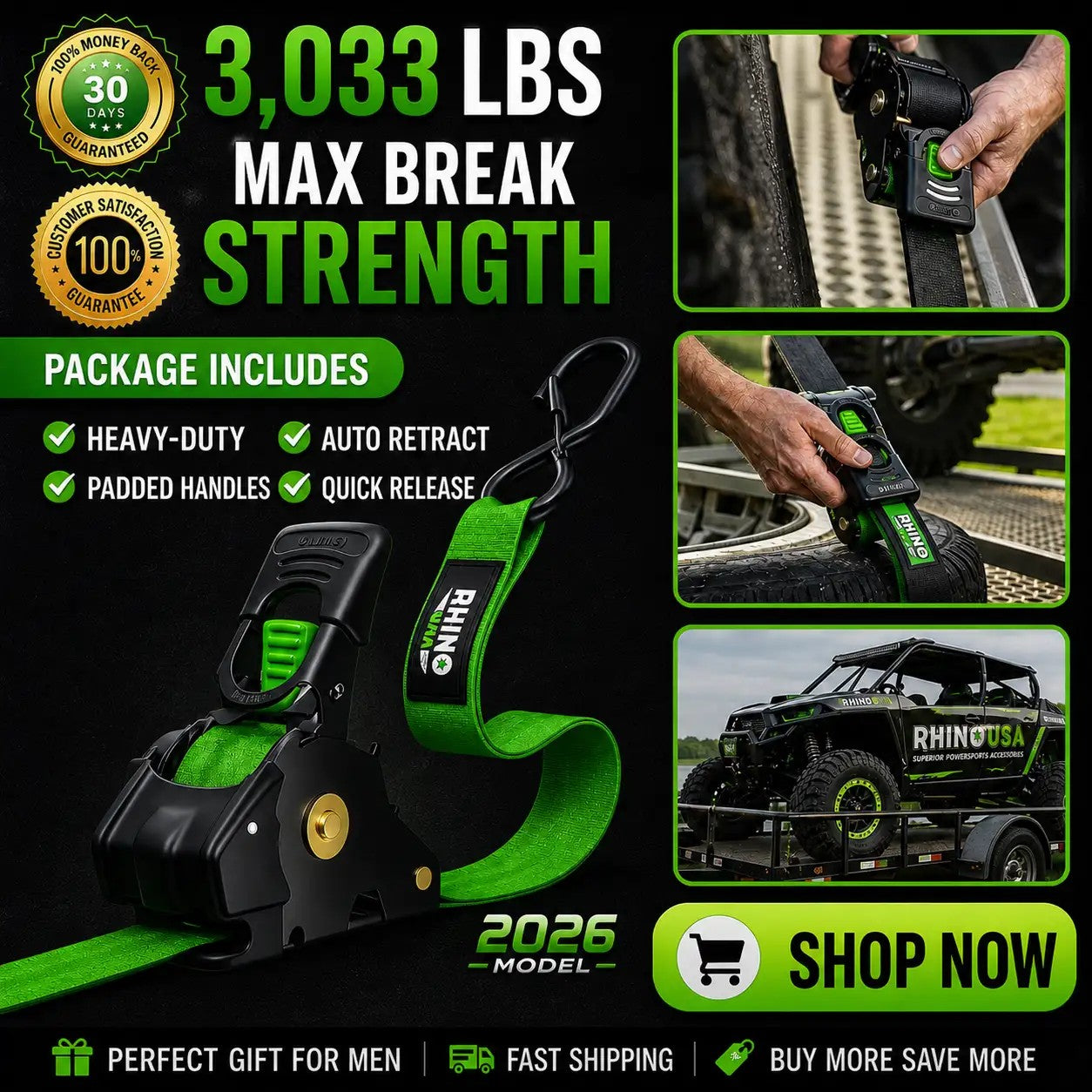 Retractable Ratchet Straps - 2026 Upgraded Edition